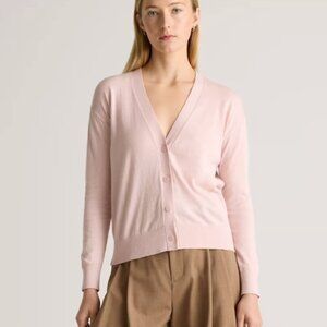 Quince Cardigan Sweater Womens Small Pink V Neck Organic Cotton Coastal Grandma